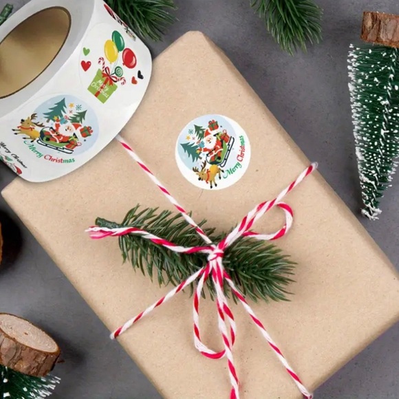 50 pcs 1” Merry Christmas Decorative Self-Adhesive Stickers - Picture 2 of 3